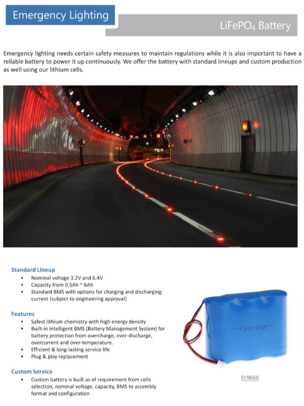 remplacement 0.5Ah~6Ah de batterie de lumière de secours de signe de sortie de 3.2V 6.4V 6