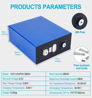 Lithium prismatique Ion Batteries de batterie de MSDS 3000times 3,2 V 280ah Lifepo4