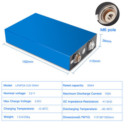 3,2 batterie au lithium rechargeable de V 50ah LiFePO4 la vie de 4000 fois